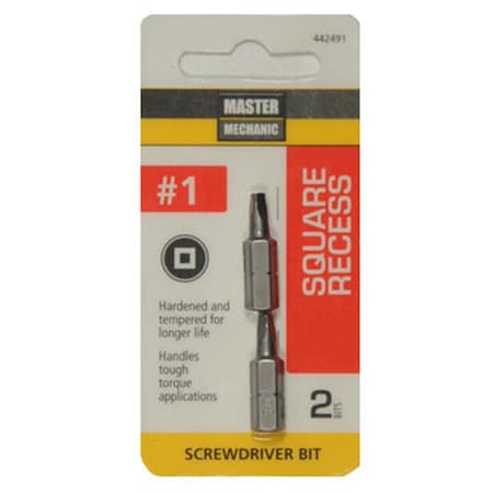 Swivel No.1 Master Mechanic Square Recessed Bit, 2PK SW3855543